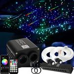 AZIMOM Dual Color 20w Twinkle Fiber Optic Starlight Headliner Kits 1200pcs 0.03in 13.1ft, RGB Meteor Shooting Star, Sound Activated Remote APP Control Home Car Ceiling Décor