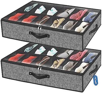 Rangement sous Lit pour Range Chaussures Lot de 2,Boîte à Chaussures pour 24 Paires de Bottes Boîte de Rangement pour Literie avec Couvercle Transparent 29,3 x 23,6 x 5,9inch(Noir Comme du Lin)