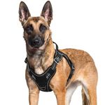 rabbitgoo Dog Harness for Large Dogs No Pull, Tactical Service Pet Vest with Molle and Control Handle, Adjustable and Reflective Military Harness for Easy Walking and Training, Black, XL