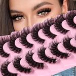 JIMIRE Eyelahes D Curl Faux Mink Lashes Fluffy Cat Eye 20MM Dramatic False Eyelashes Look Like Eyelash Extensions Cat Eye Lashes Wispy Full Eyelashes 7 Pairs Pack