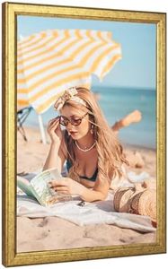 MOUDAMION Wood 20x27 Frame Gold, Ornate Natural 27x20in Poster Picture Frame, Modern Golden 20 x 27inch Gallery Wall Photo Frame with HD Plexiglass, Horizontal Vertical Wall Mounting Display 1pcs