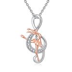 Music Note Ballet Necklace Gymnastics Gifts 925 Sterling Silver Musical Pendant Sports Jewelry for Women Dancer Music Lover (Music Note Ballet)