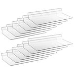 UgyDuky Clear Shelves for Slatwall 4x10In Slatwall Shelf Hanging Slat Wall Accessories Clear Plastic Floating Display Shelf for Retail Display Home Shoe Store Purse Figurine Boutiques Supplies (12PCS)