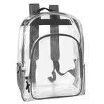 Clear Backpack with Pockets for Kids, Women, Men, Beach, School Transparent Heavy Duty See Through Backpack, Grey, XL