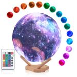 Moon Lamp Galaxy Lamp 7 Inch 18CM 16 Colors LED Night Light 3D Printing Moon Light Wooden Stand & Remote Control Touch Tap Controller for Kids Friends Lover Birthday Cool Gifts