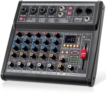 Pyle Professional Bluetooth DJ Audio Mixer - 6 - Channel DJ Controller Sound Mixer w/DSP 16 Preset Effects, USB Interface, 4 XLR Mic/Line Input, AUX, FX Processor MP3 Player, Headphone Jack PMX466