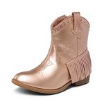 DREAM PAIRS Girls Cowgirl Cowboy Ankle Western Boots Side Zipper Riding Shoes with Tassel Little Kid/Big Kid,Size 1 Big Kid,Rose Gold,SDBO2302K