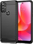 Helix Carbon Fiber Case Moto G Power (2022), Shockproof Hybrid Soft TPU Carbon Fiber Texture Back Cover for Moto G Power (2022) - Black