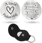 Sureio Pocket Hug Token Long Distance Relationship Keepsake Stainless Steel Double Sided Inspirational Gift with Keychain, Multicolor