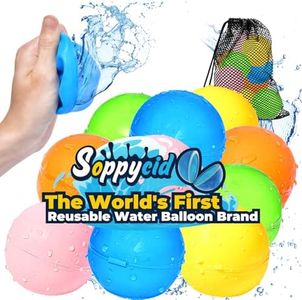 SOPPYCID Water Balloons Reusable Quick Fill - Self Sealing Silicone Water Balls for Kids with Mesh Bag, Outdoor Summer Fun Water Toys for Activities, Summer Party, Water Park, Family Game 10 Pcs
