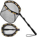 PLUSINNO Floating Fishing Net for Steelhead, Salmon, Fly, Kayak, Bass, Trout Fishing, Catfish, Rubber Coated Landing Net for Easy Catch & Release, Compact & Foldable for Easy Transportation & Storage