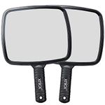 xnicx 2 pcs Hand Mirror Professional Hand Held Mirror Barbers Shaving Salon Mirrors Hairdressers Compact Mirror Tool with Handle for Travel Festival Essentials Black