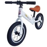 GOCART WITH G LOGO Lightweight Pedal Free Adjustable Seat KIds Balance Bicycle for Girls and Boys (WHITE, BLACK SPOKES WHEEL)(12inch Tier)