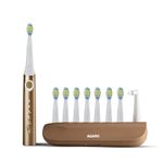 AGARO COSMIC MAX Sonic Electric tooth brush for adults with 5 modes, 7 brush heads, 1 Interdental head and rechargeable with 4 hours charge lasting up to 25 days (Champagne Gold)