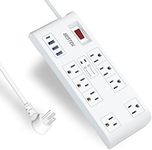 BESTEK 4,000 Joules Surge Protector with USB, Power Strips with 8 AC Outlet, 3 USB-A 2.4A 1USB-C 3A, MAX Output 1625W 13A, Long 5 Feet Heavy Duty Extension Cords
