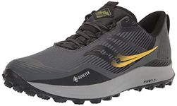 Saucony Men's Peregrine 12 Gtx Trail Running Shoe, Shadow/Vizi, 8.5 M US