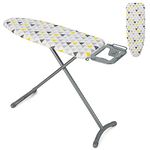 GiantexUK Folding Ironing Board with Extra Cover, 7-Level Height Adjustable Ironing Table with Cotton Cover, Iron Rest & Anti-Slip Foot Pads, Clothes Folding Board (111 x 35 x 57-80cm, White)