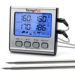 ThermoPro TP17 Digital Meat Thermometer with Dual Temperature Probe Large Backlight LCD Food Thermometer with Timer for Kitchen Oven BBQ Cooking Thermometer