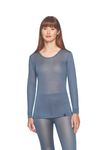 Terramar Women's Thermasilk Pointelle Scoop Base Layer Tops, Steel Blue, Small