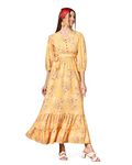 Jwalin Women’s Tiered Maxi Dresses (JWWDRS00090 YLW M_Yellow_M)