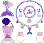 Heyu-Lotus Mermaid Jewellery Sets,Kids jewellery Sets for Little Girls,Children Jewelry Sets Include Handbag Necklace Bracelets,Princess Costume Play Pretend Dress Up Party Favors