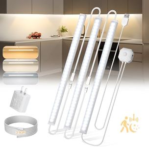 Lacoco Led Motion Sensor Cabinet Light, 12inch Plug in Motion Sensor Light, 3 Color Temps Closet Motion Sensor Light with Timer, Led Light Bar with Motion Sensor Indoor for Kitchen, Counter, Stair