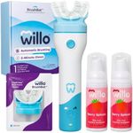 Willo BrushBot Kids U-Shaped Toothbrush Starter Kit - Automatic Toothbrush for Kids, 2 Minute Timer, App Connectivity, Soft Bristles, Rechargeable, Plaque Removal - Medium Berry Dye-Free