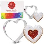 Valentine Heart Linzer Premium Cookie Cutter 2Pc Set, Made in USA by Ann Clark