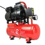 RocwooD Air Compressor Electric 8L Litre 0.75HP 550w Silent Portable Oil Free 8bar 116psi 4CFM 5 Piece Accessories Kit Workshop Garage 230v 3 Pin UK Plug Red Low Noise 15kg