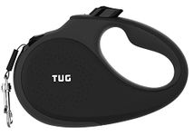 TUG 360° Tangle-Free Retractable Dog Leash for Up to 15 kg Dogs | 5 m Strong Nylon Tape/Ribbon | One-Handed Brake, Pause, Lock (Small, Black/Grey)