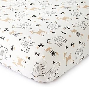 Levtex Baby Bailey Charcoal and White Collection Print Fitted Crib Sheet