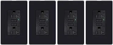 Black GFCI Outlet 20Amp,Greencycle GFCI Outlet,20A/125V Ground Fault Circuit Interrupter with LED Indicator,Weather-Resistant TR Outlet,Wall Plates and Screws Included,ETL Certification,4PK