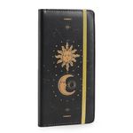 Play Tailor Checkbook Cover for Personal Checkbook, Check Book Cover Wallet for Women Patterned RFID Blocking Checkbook Holder, Black Sun Moon, Aesthetic