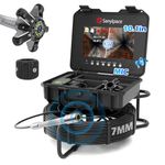 Sewer Camera 50M, Sanyipace Drain Camera with Self-Leveling and Distance Counter, Industrial Endoscope with DVR & Audio Recorder, 5X Zoom, IP68 Waterproof 23mm Endoscope, 7mm Cable, 32GB TF Card