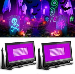 T-SUN 2 Pack 100W LED Black Lights, Blacklight Flood Lights with Plug