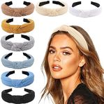 DRESHOW 8 Pack Knotted Headbands for Women Wide Turban Headband Yoga Exercise Ribbing Head Wraps Hair Bands Accessories