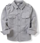OCHENTA Boys Oxford Button Down Shirt Long Sleeve Utility Sports Casual Western Tops Grey Tag 170CM - 12-13 Years