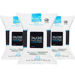 DUDE Face & Body Wipes (3 Packs, 30 Wipes Each) Unscented for Sensitive Skin Infused with Refreshing Sea Salt & Soothing Aloe, Moisturizing Face Cleansing Cloths for Men