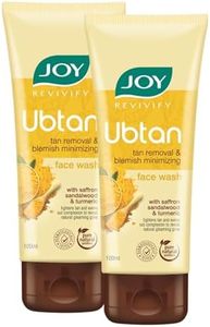 Joy Revivify Ubtan Face Wash for Tan Removal and Blemish Minimizing | With Saffron, Turmeric, Chickpea Flour, Almond Oil, Rose Water, Sandalwood Oil, Walnut Beads Pack of 2X 100 ml