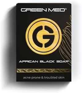 Green Med - African Black Soap - Eliminate Acne | Pimples and Acne Scars | Regenerates the skin | Deep clean pores and Regenerate damaged pores | Face and Body Bar | 2.82oz Soap