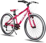 JOYSTAR Lubbock 24 Inch Kids Bike for Boys & Girls Ages 9-12 Years 24" Hardtail Mountain Bikes for Kids with Steel Frame and 7-Speed Drivetrain with Kickstand 24 inch Bicycle Red