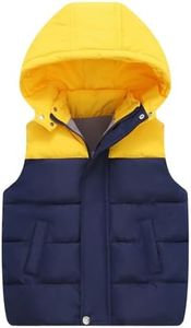 Wyeysyt Boys Puffer Vest Hooded Quilted Outwear Sleeveless Fleece Lined Jacket Winter Warm Waistcoat Outwear(Navy-13Y)