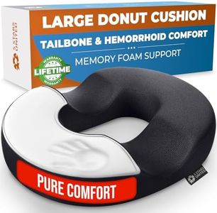 5 STARS UNITED Donut Pillow Hemorrhoid Tailbone Cushion – Large Cushion for Pain Relief – Coccyx, Prostate, Sciatica, Pelvic Floor, Pressure Sores, Pregnancy, Postpartum Recovery, Black