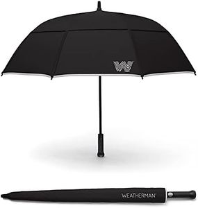 Weatherman Umbrella - Stick Umbrella - Windproof Umbrella Resists Up to 55 MPH Winds (Black)