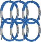 Seismic Audio SASTSX-3Blue-6PK 3-Feet TS 1/4-Inch Guitar, Instrument, or Patch Cable, Blue