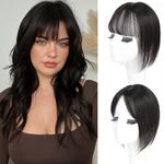 Hair Toppers for Women with bangs 100% Remy Human Hair for Women with Thinning Hair Toppers for Women Real Human Hair Topper Hairpieces Human Hair Toppers for Women 10inch（Natural Black）