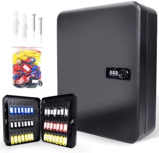 Leekimid 120 Position Key Cabinet with Combination Lock Wall Mount, Black Steel Locking Key Organizer Safe Security Storage Lockbox Holder for Valets, with Colorful Key Tag Labels Stickers and Hooks