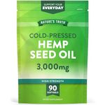 Hemp Seed Oil Capsules 3000mg | 90 Count | High Strength Natural Source of Omega 3, 6, and 9 | Beneficial Fatty Acids | by Nature's Truth