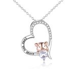 YFN Pig Necklace Jewelry Gifts 925 Sterling Silver Cute Animal Pendant with Heart Cz Necklace for Women Girl Birthday, Sterling Silver, Cubic Zirconia