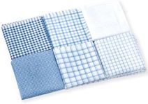 suxeva Cotton Handkerchiefs 100% Soft Cotton 12-Pack - White & Blue cotton handkerchief for Men & Women